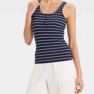 NWOT Target Women's Blue and White Striped Ribbed Tank Top, XL